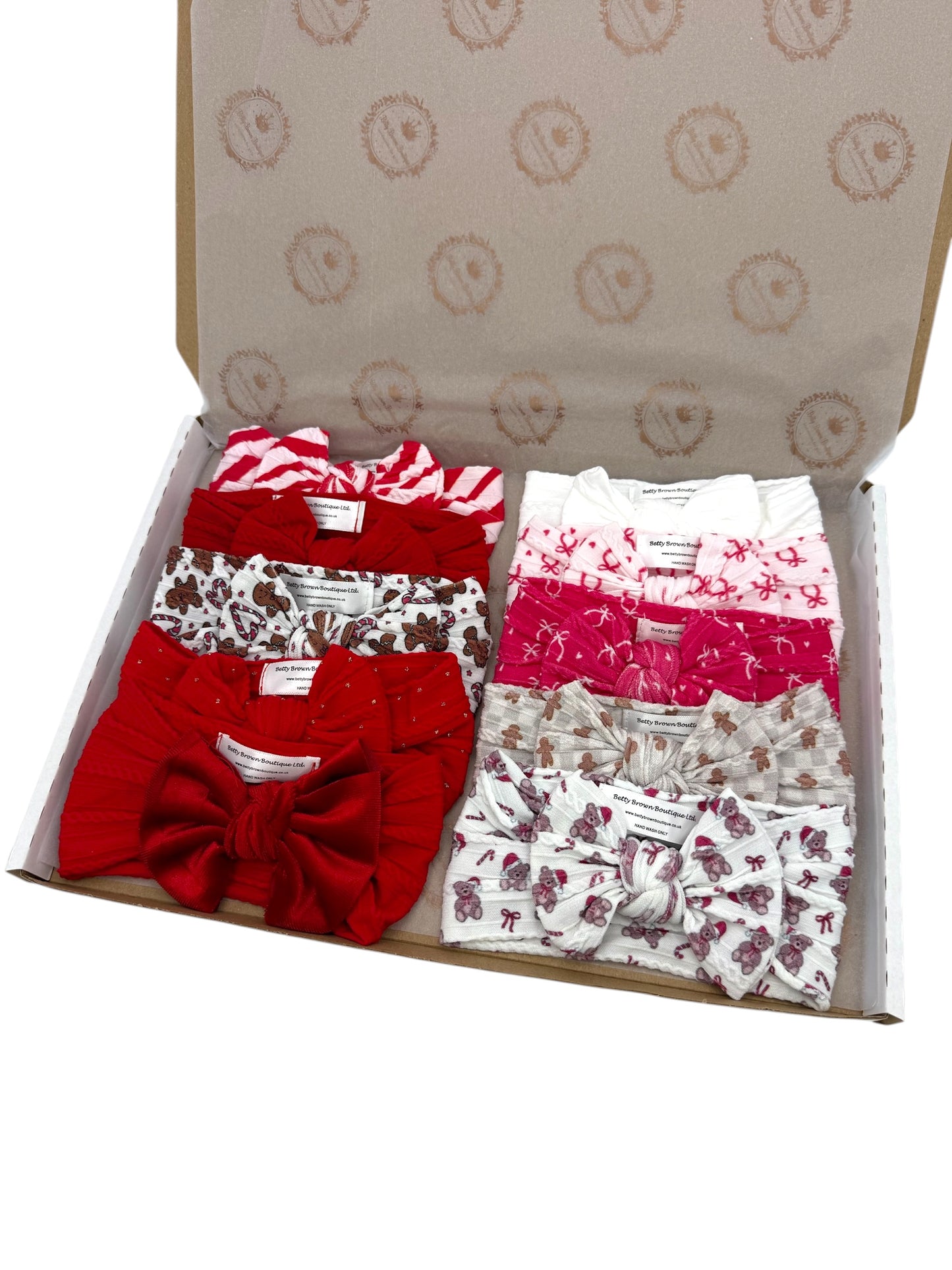 Christmas Saver Bundle of 10 Smaller Bow Cable Knit Headbands - Suitable From Newborn!
