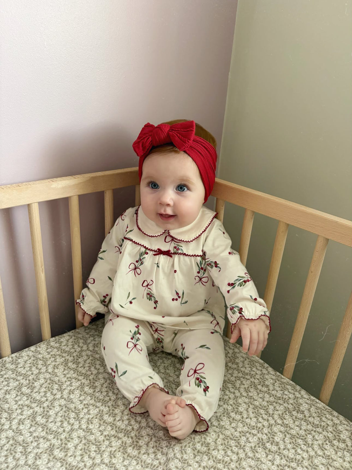 Cranberry Red Cable Knit Smaller Bow Headband - Christmas Collection
