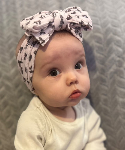 Leopard Bow Pattern Larger Bow Cable Knit Headband