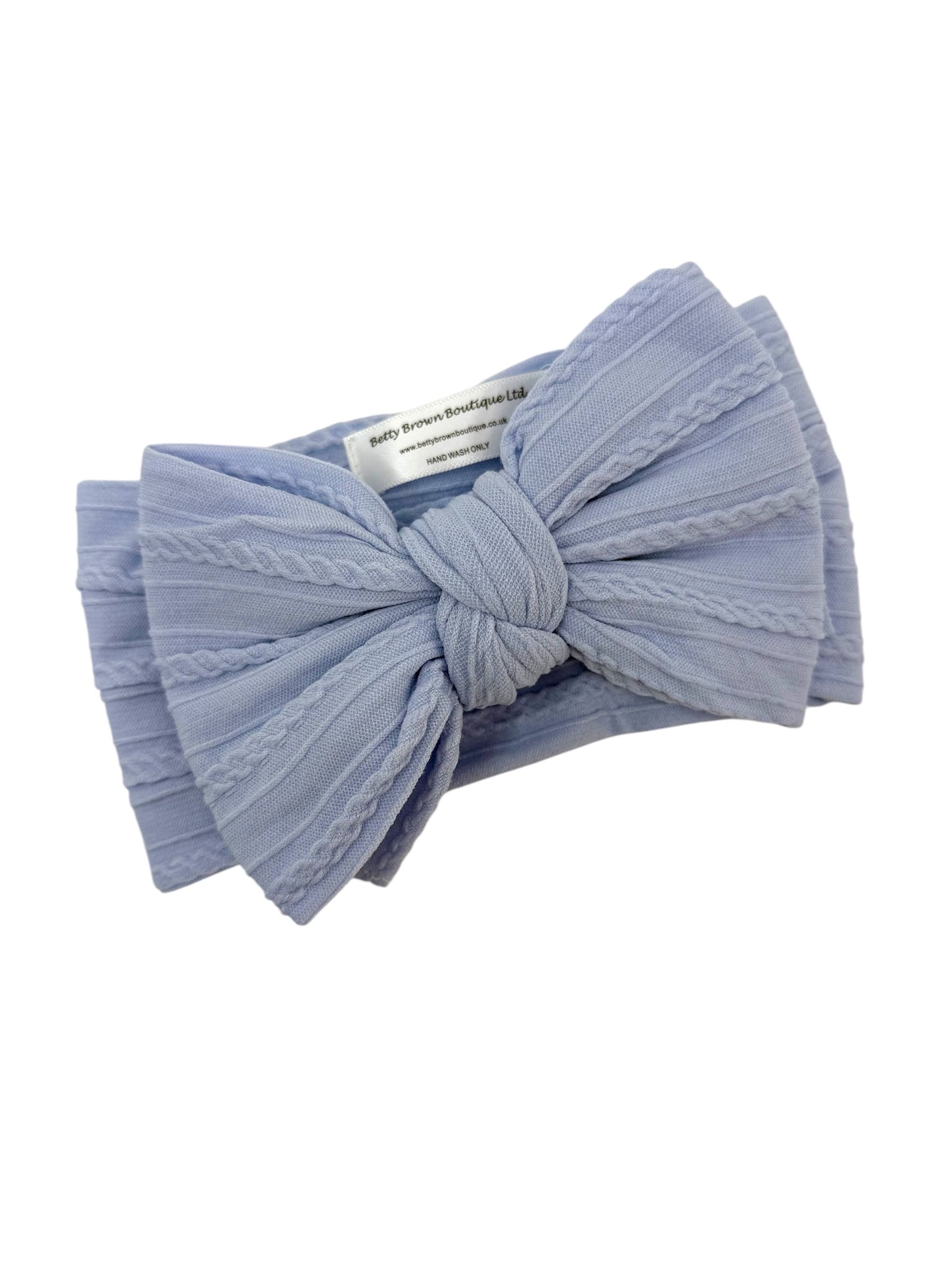 Sky Blue Larger Bow Cable Knit Headband