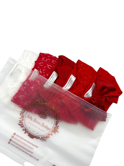 Christmas Simplicity Bundle of 5 Smaller Bow Cable Knit Headbands - Suitable From Newborn