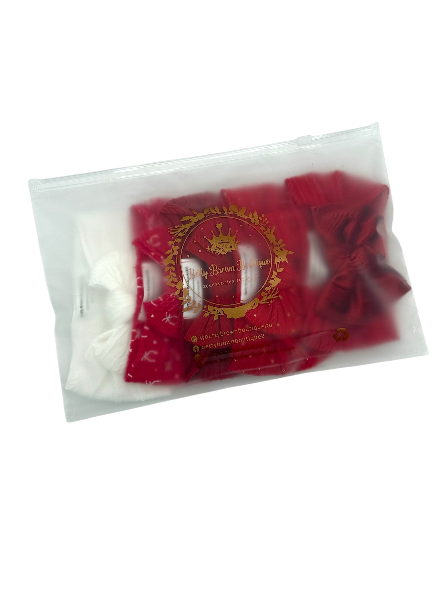 Christmas Simplicity Bundle of 5 Smaller Bow Cable Knit Headbands - Suitable From Newborn