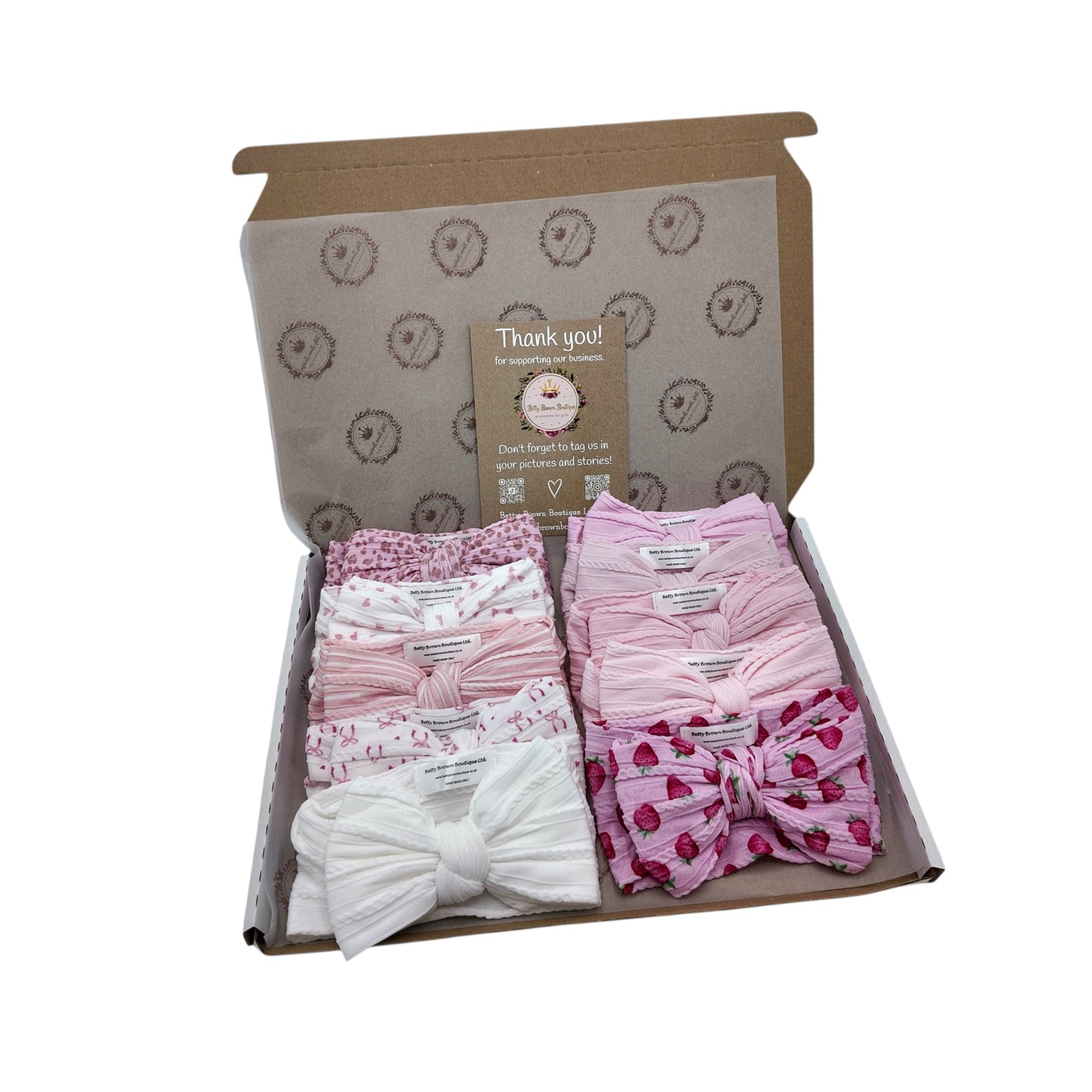 Anything Pink Bundle of 10 Larger Bow Cable Knit Headbands - Suitable From Newborn