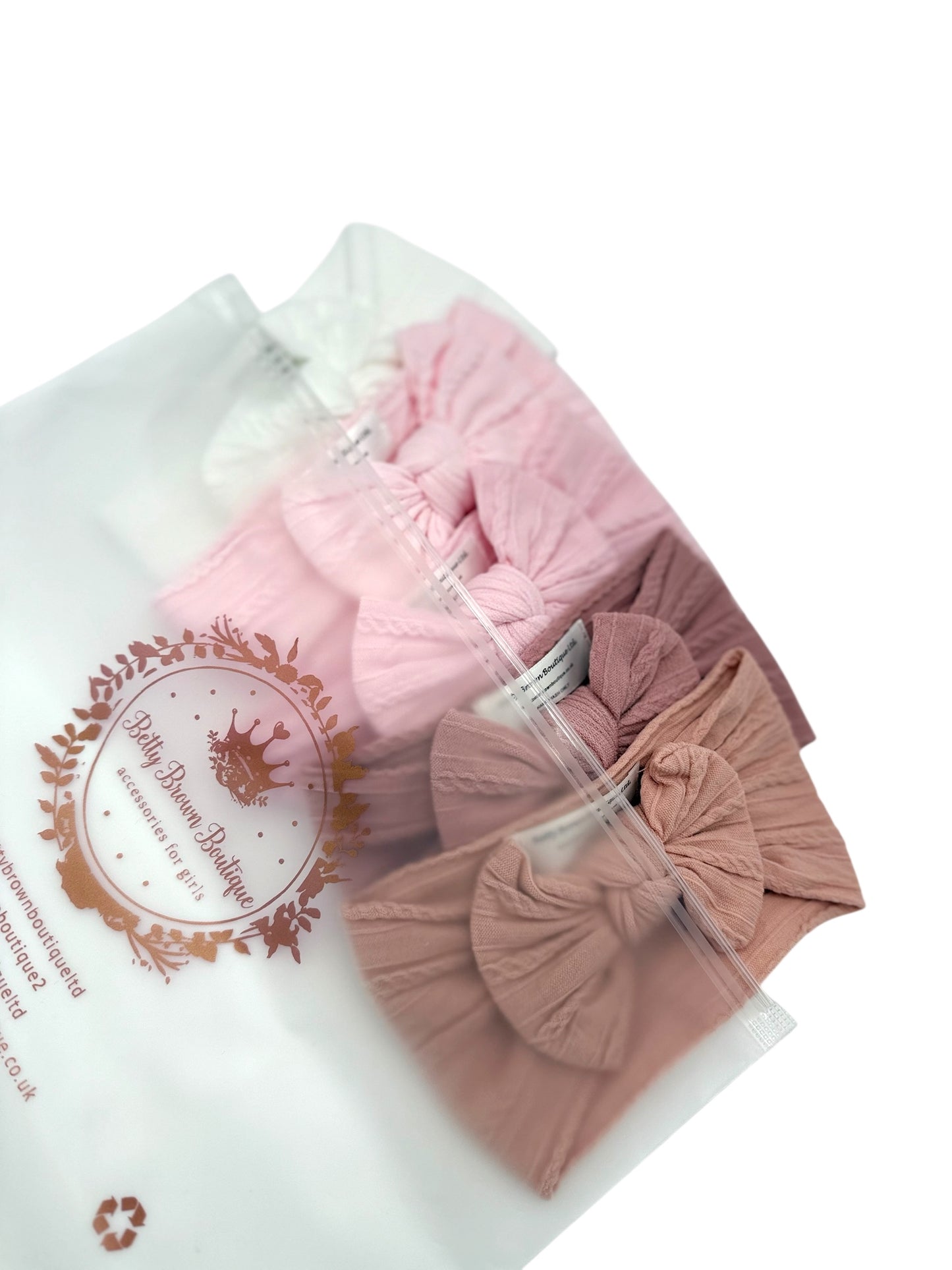 Pink Starter Bundle Smaller Bow Cable Knit Headbands - Suitable from newborn