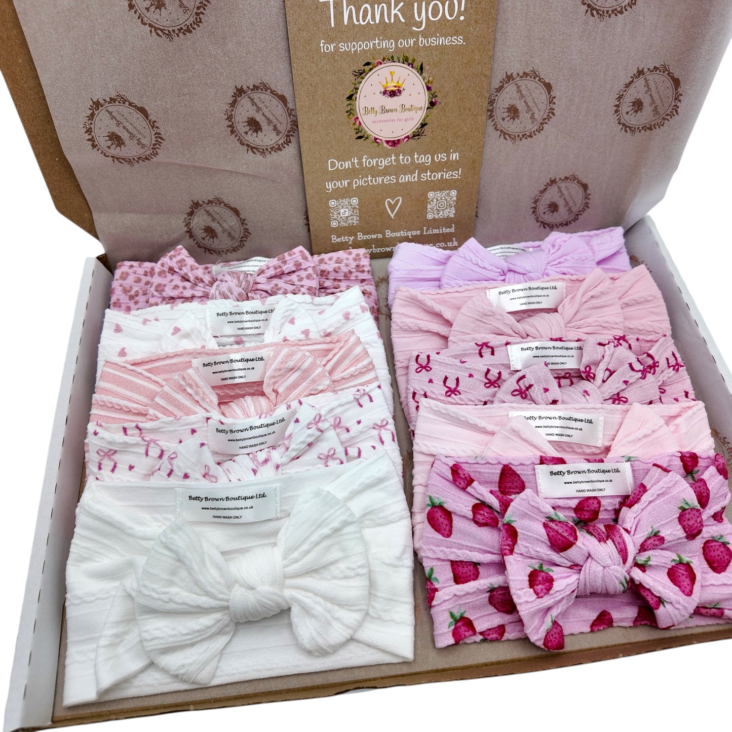 Anything Pink Bundle of 10 Smaller Bow Cable Knit Headbands - Suitable From Newborn