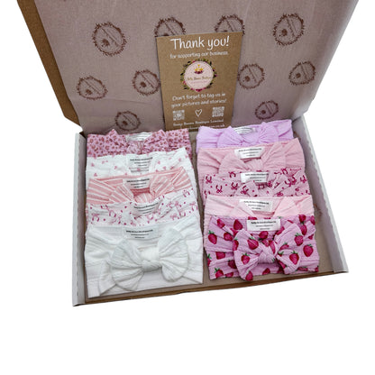 Anything Pink Bundle of 10 Smaller Bow Cable Knit Headbands - Suitable From Newborn