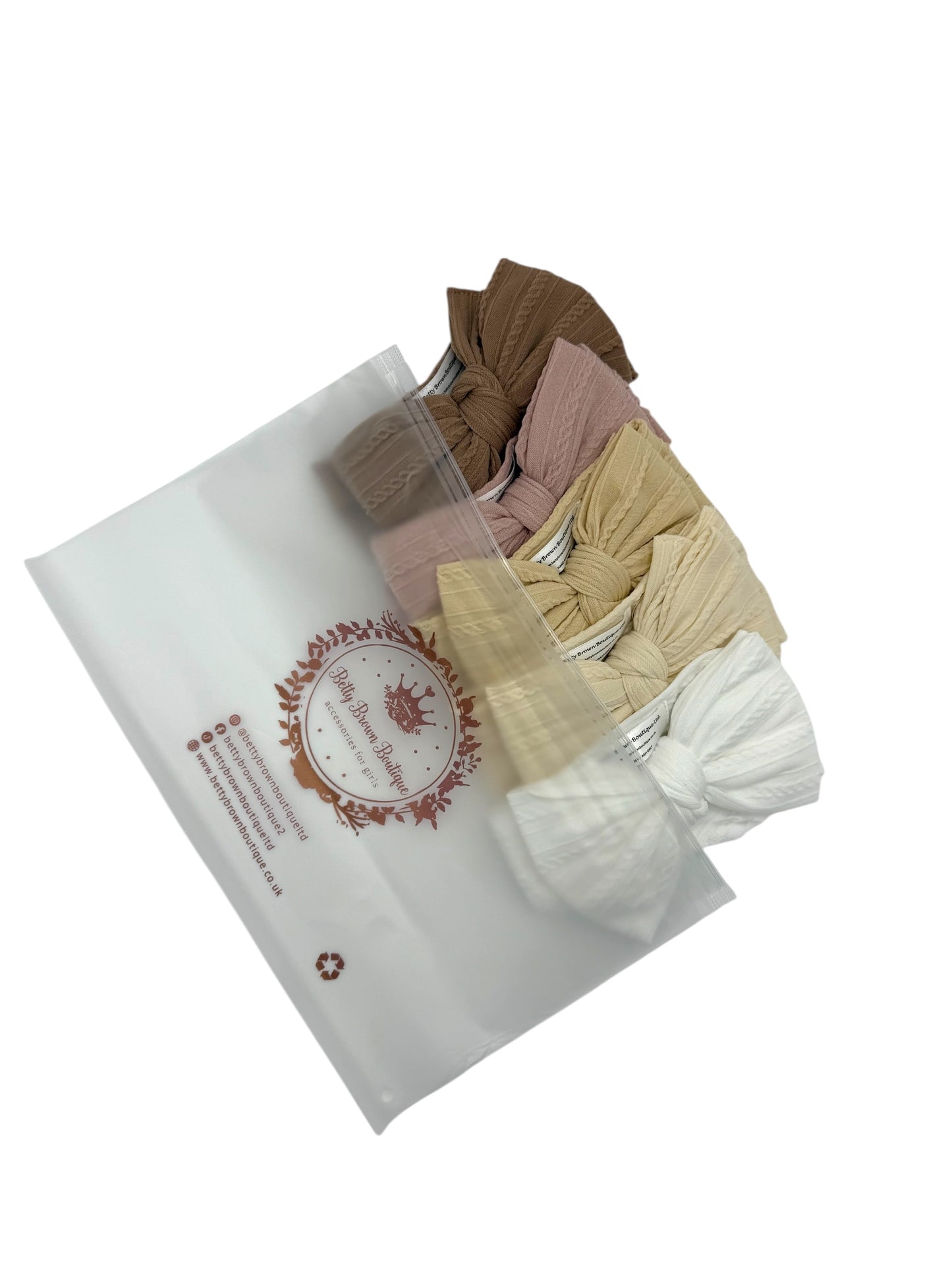 Neutral Newborn Bundle of Larger Bow Cable Knit Headbands - Suitable From Newborn