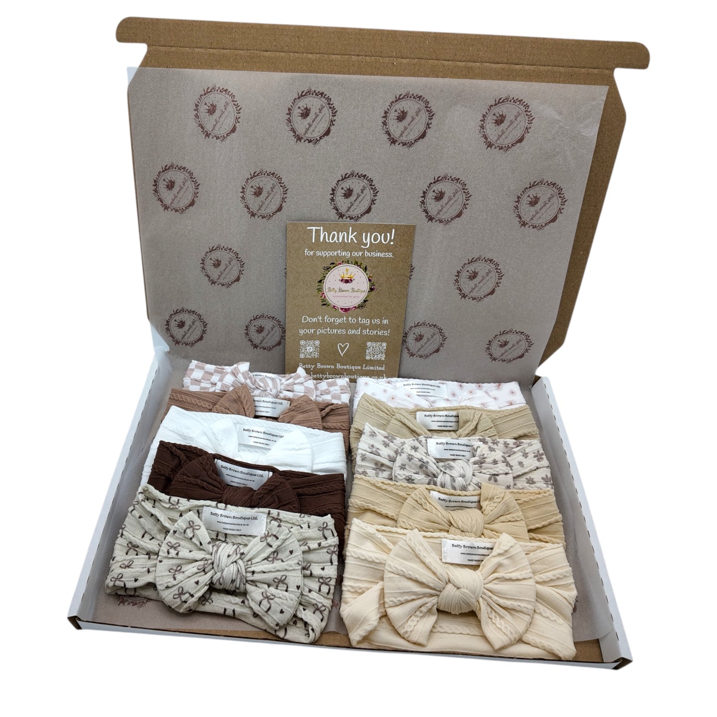 Neutral Lovers Bundle Of 10 Smaller Bow Cable Knit Headbands - Suitable From Newborn