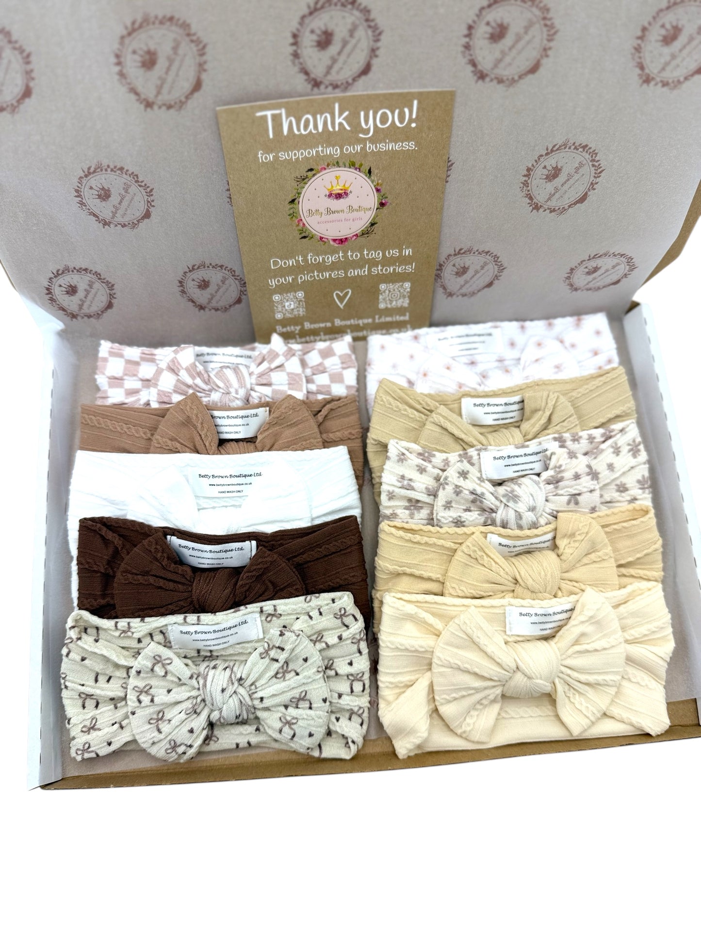 Neutral Lovers Bundle Of 10 Smaller Bow Cable Knit Headbands - Suitable From Newborn