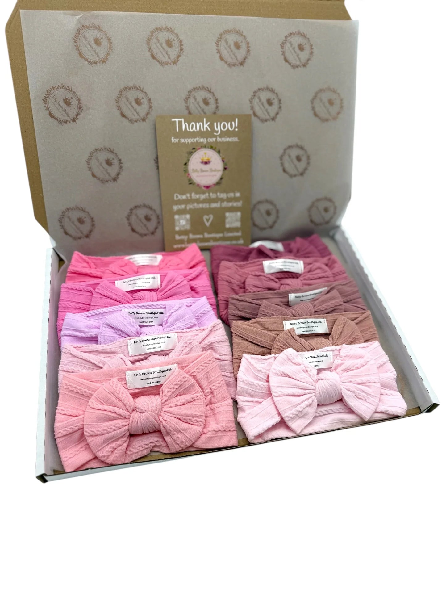 Pinks Bundle of 10 Smaller Bow Cable Knit Headbands Suitable From Newborn