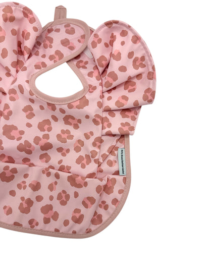 Pink Leopard Pattern Frill Detailed Waterproof Bib
