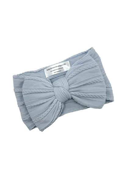 Baby Blue Larger Bow Cable Knit Headband