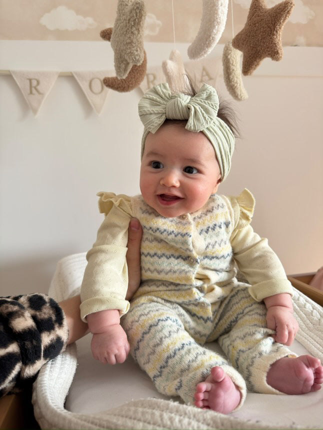 Sage Green Smaller Bow Cable Knit Headband