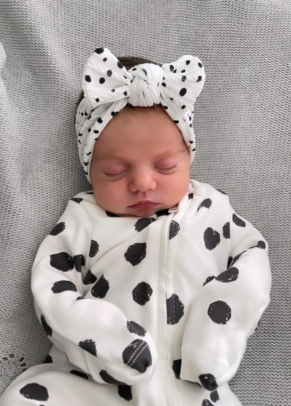 Black and White Dalmatian Smaller Bow Cable Knit Headwrap - Exclusive - Betty Brown Boutique Ltd