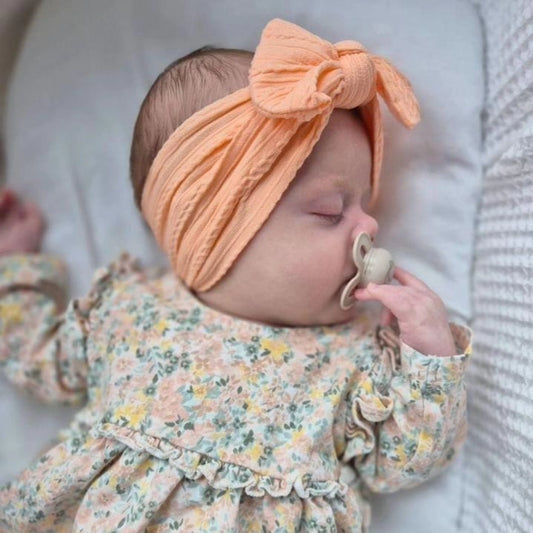 Light Nectar Orange Smaller Bow Cable Knit Headwrap - Betty Brown Boutique Ltd