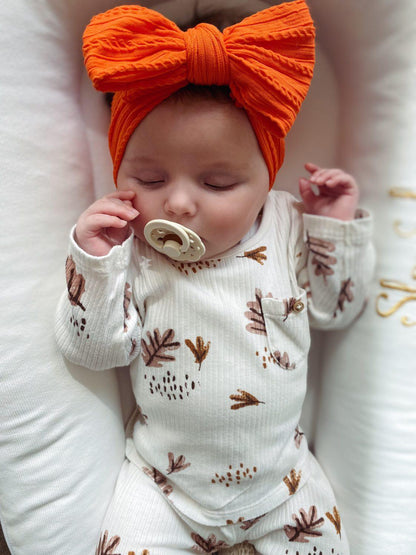 Pumpkin Orange Larger Bow Cable Knit Headwrap - Halloween