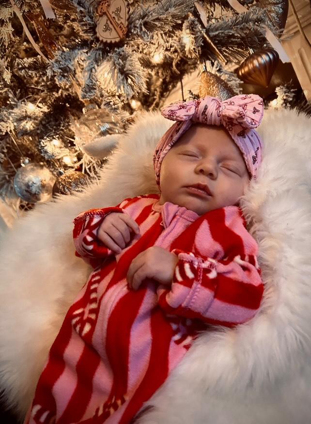 Pink Candy Cane Christmas Smaller Bow Cable Knit Headband