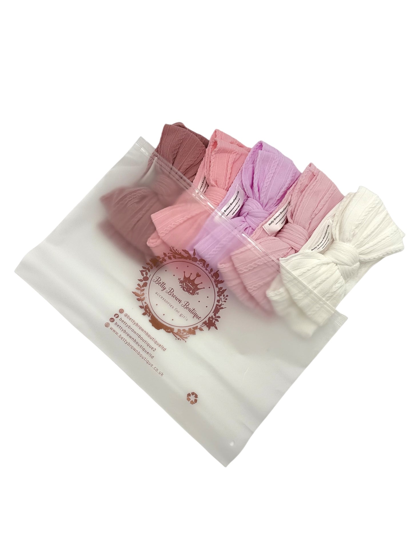 Pink Starter Bundle Larger Bow Cable Knit Headbands - Suitable from newborn