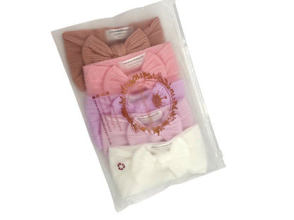 Pink Starter Bundle Smaller Bow Cable Knit Headbands - Suitable from newborn