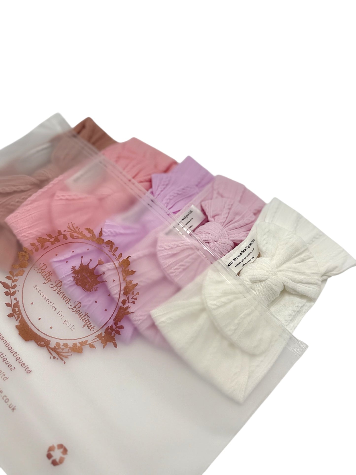 Pink Starter Bundle Smaller Bow Cable Knit Headbands - Suitable from newborn