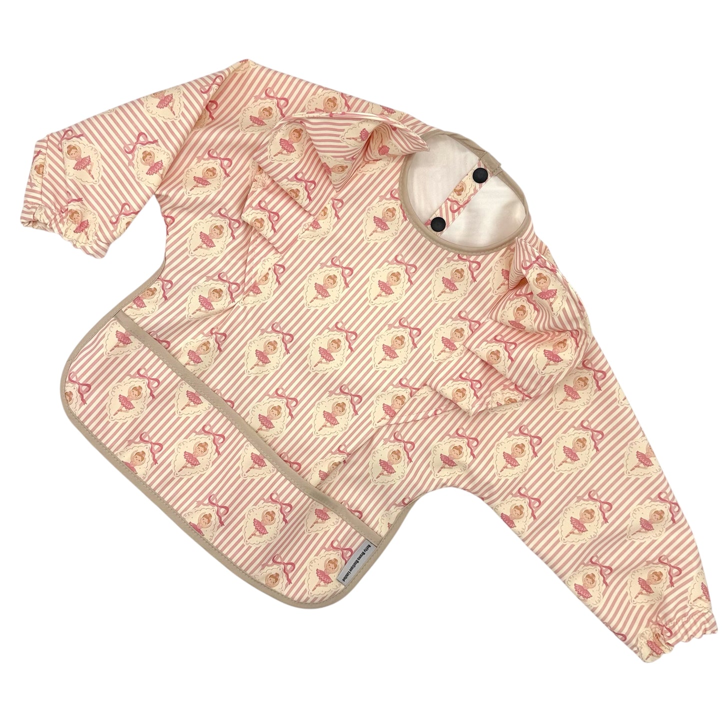 Ballerina Pattern Frill Detailed Waterproof Bib with Sleeves