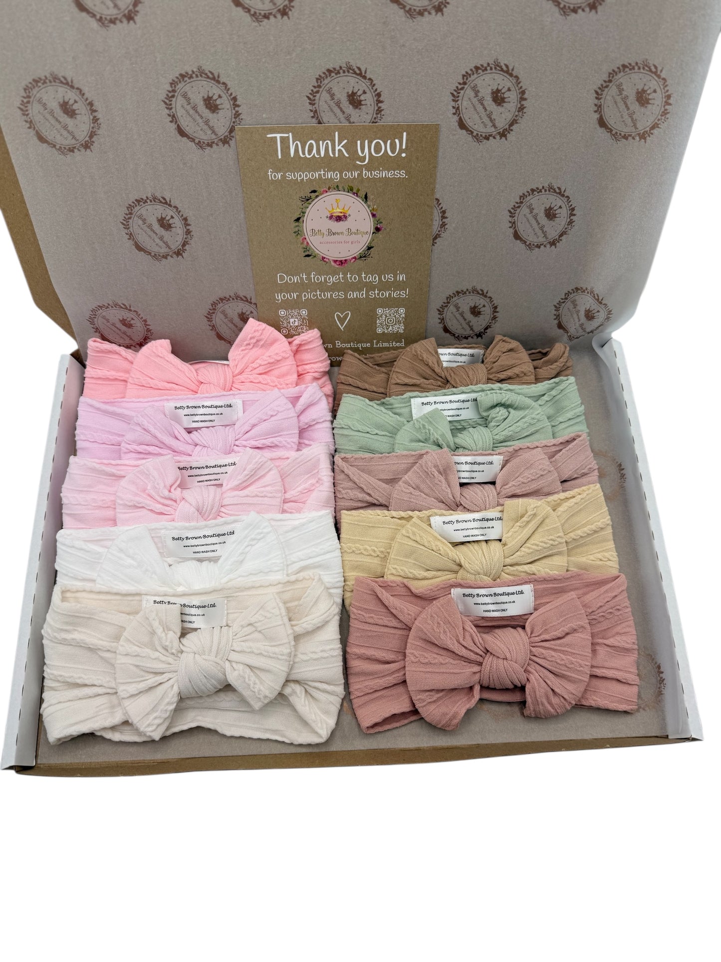 One For Every Outfit Bundle of 10 Smaller Bow Cable Knit Headbands - Suitable From Newborn
