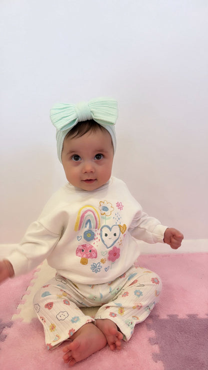 Light Aqua Green Larger Bow Cable Knit Headband