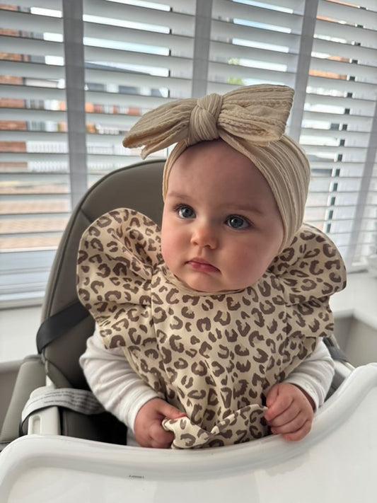 Leopard Print Frill Detailed Waterproof Bib
