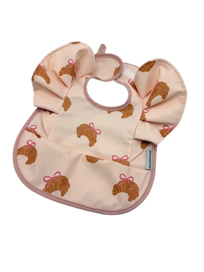 Croissant Pattern Frill Detailed Waterproof Bib