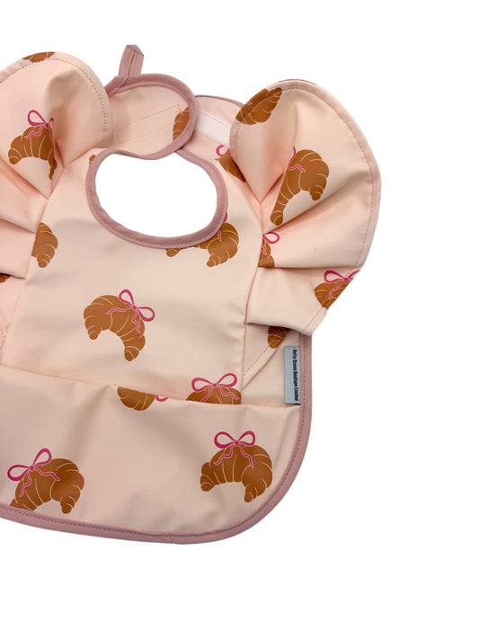 Croissant Pattern Frill Detailed Waterproof Bib