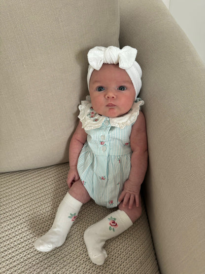White Cable Knit Smaller Bow Headband