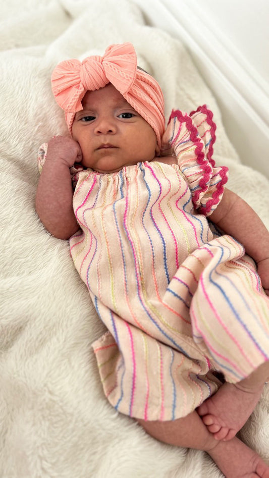 Peach Sunset Smaller Bow Cable Knit Headband