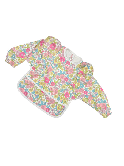 Bright Floral Frill Detailed Waterproof Bib with Sleeves