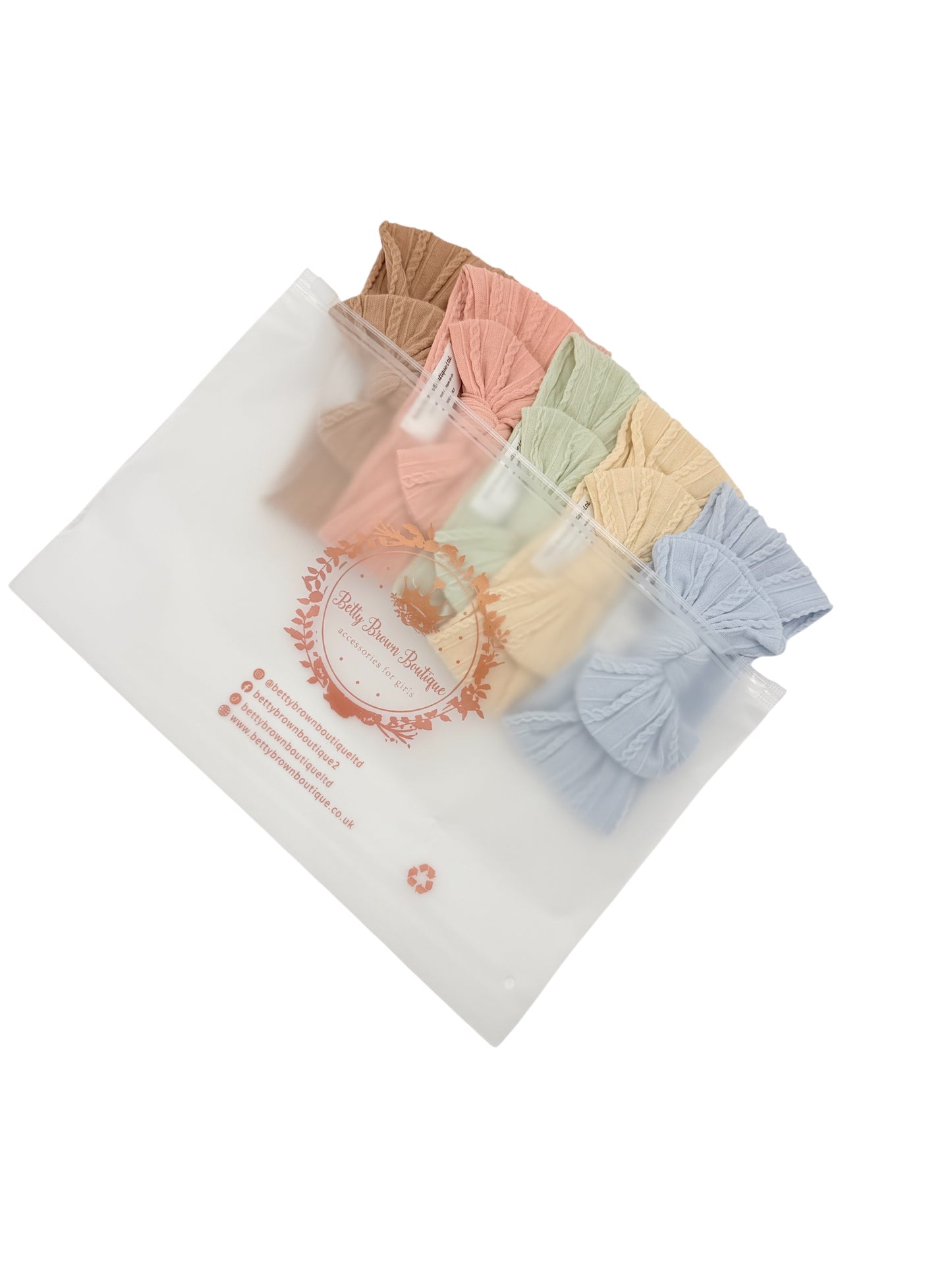Spring Meadow Bundle of 5 Smaller Bow Cable Knit Headbands - Suitable From Newborn