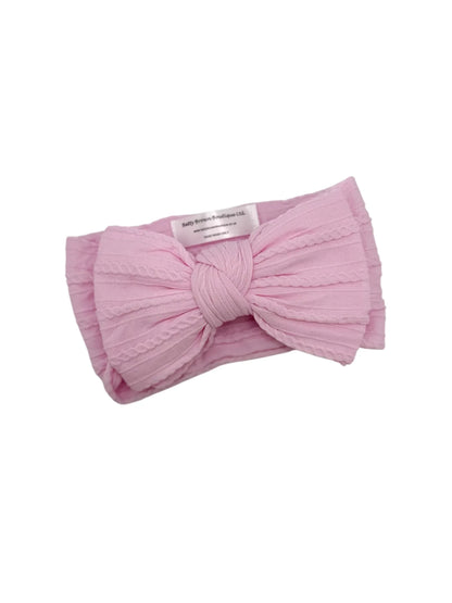 Candyfloss Pink Larger Bow Cable Knit Headband