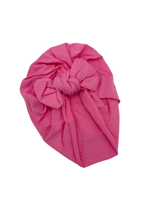 Candy Pink Turban Hat With Bow