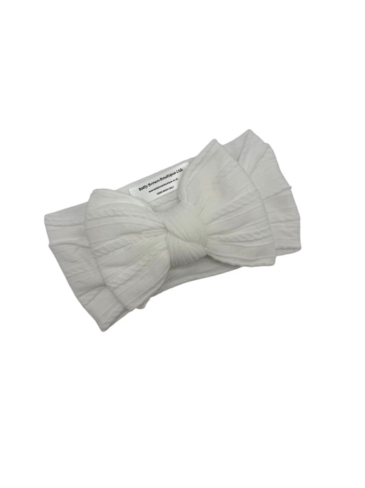 Off White Cable Knit Larger Bow Headband