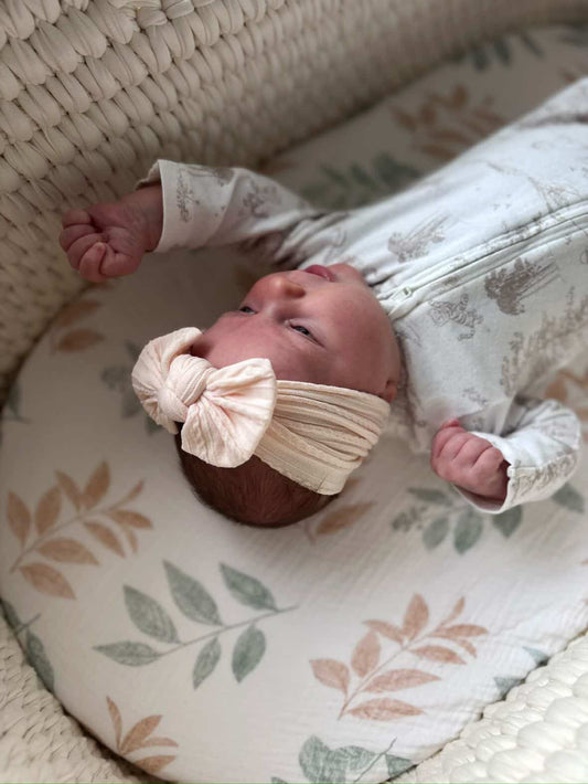 Baby Pink Smaller Bow Cable Knit Headband