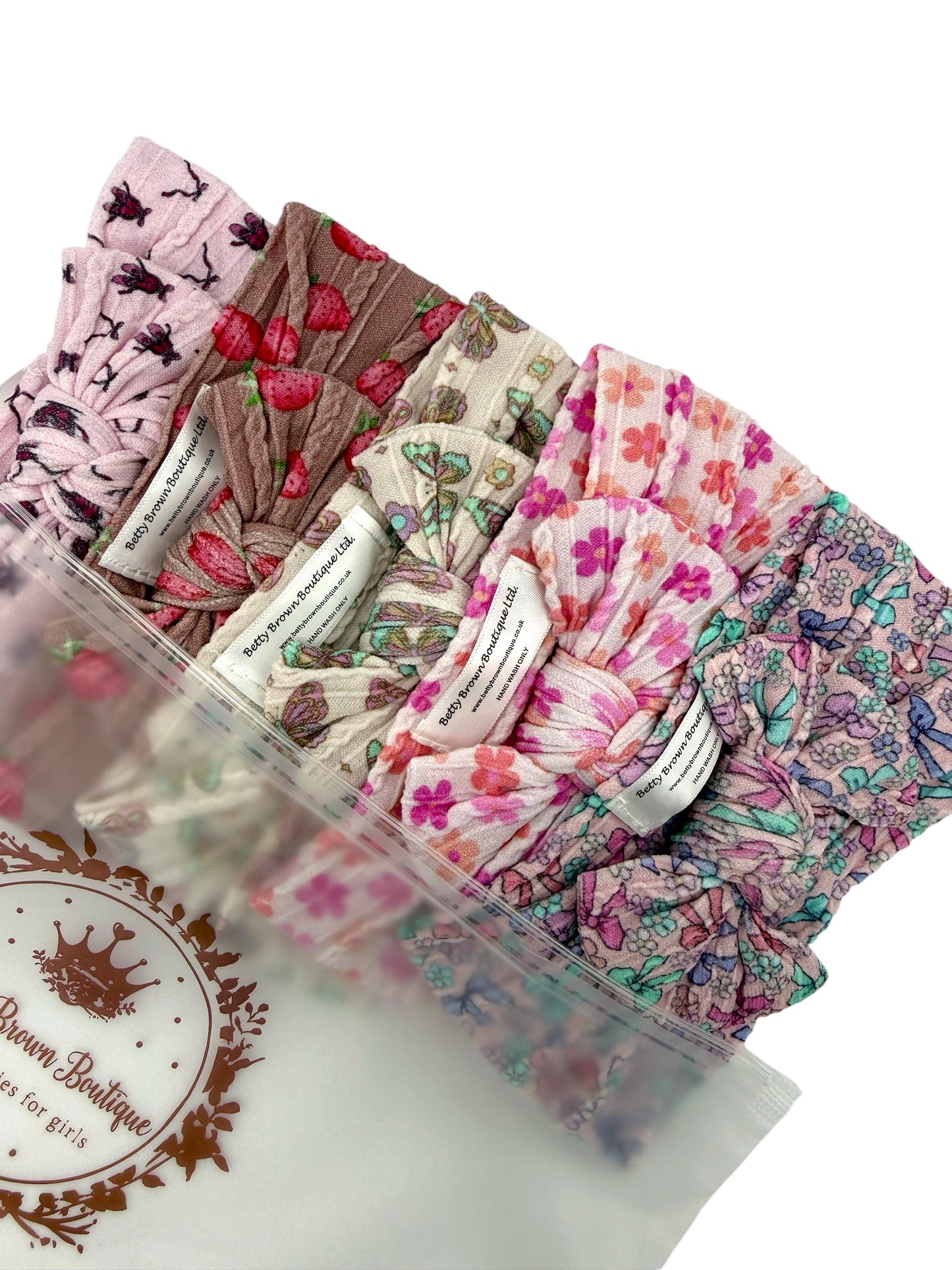 Saver Patterned Bundle of 5 Smaller Bow Cable Knit Headbands - Suitable From Newborn