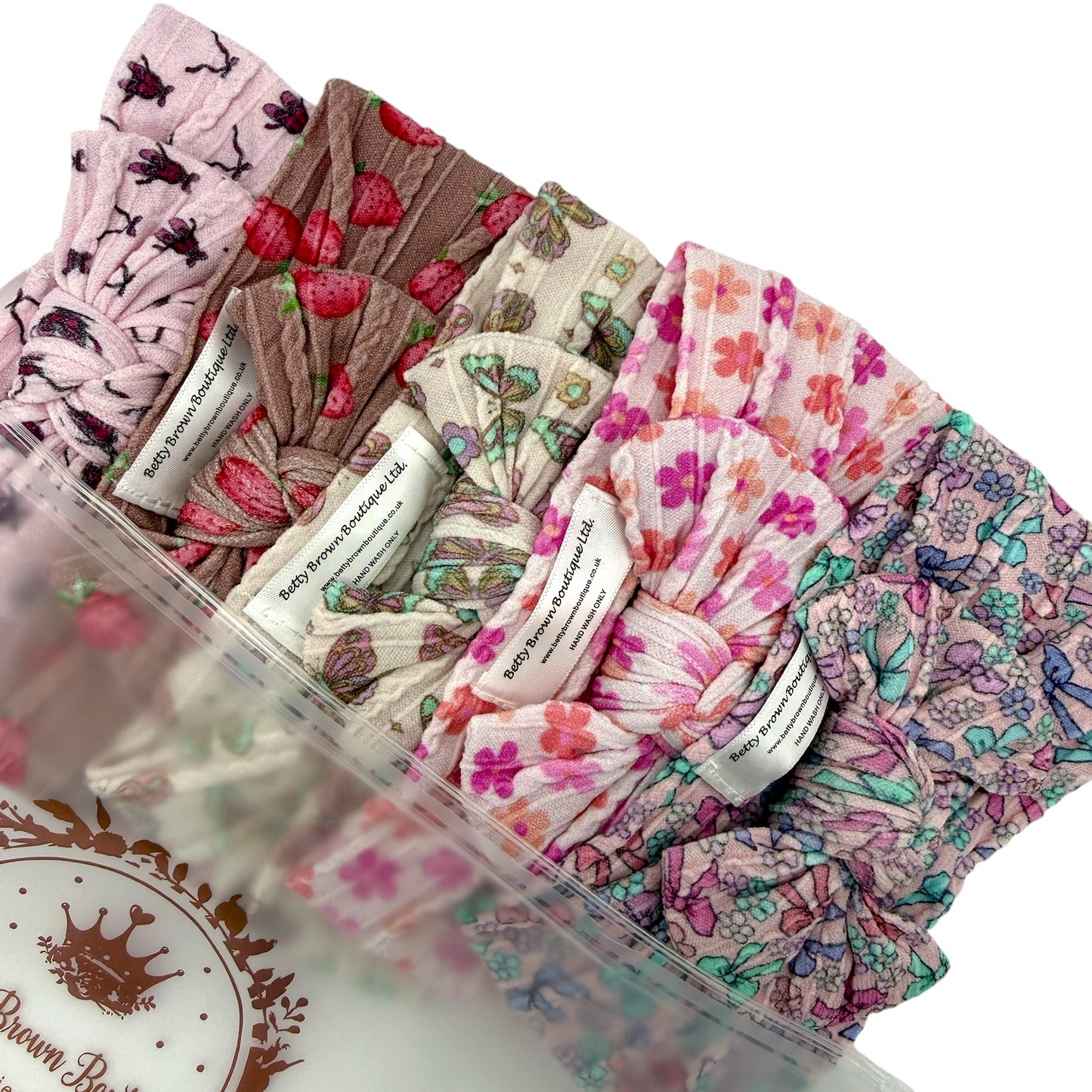Saver Patterned Bundle of 5 Smaller Bow Cable Knit Headbands - Suitable From Newborn
