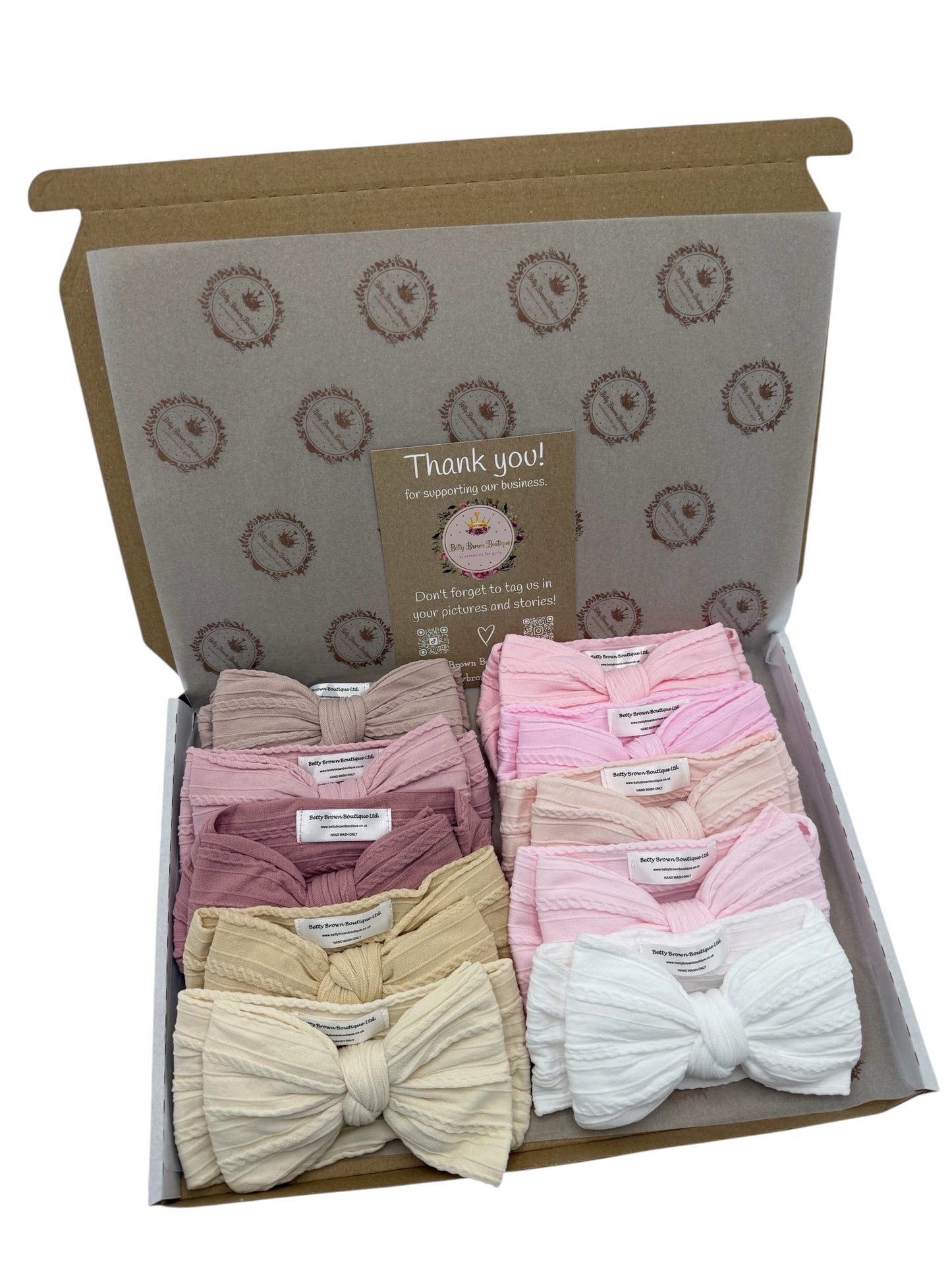 Bumper Starter Bundle Of 10 Larger Bow Cable Knit Headbands - Suitable From Newborn