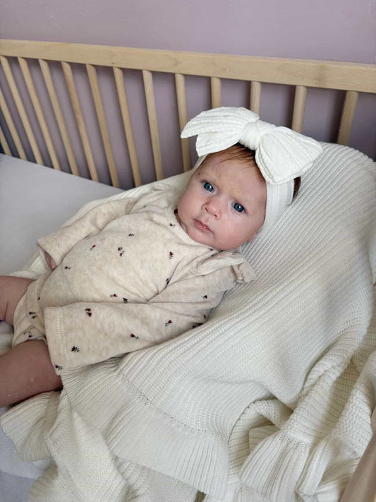 Pearl White (Cream) Larger Bow Cable Knit Headband