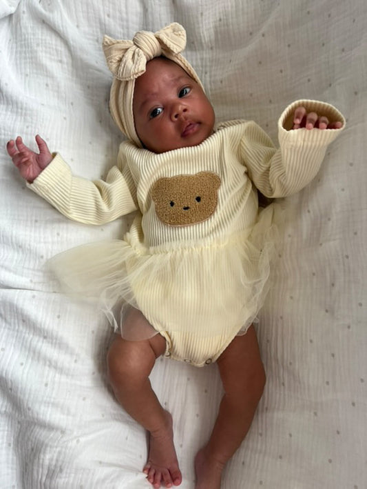 Latte Smaller Bow Cable Knit Headband