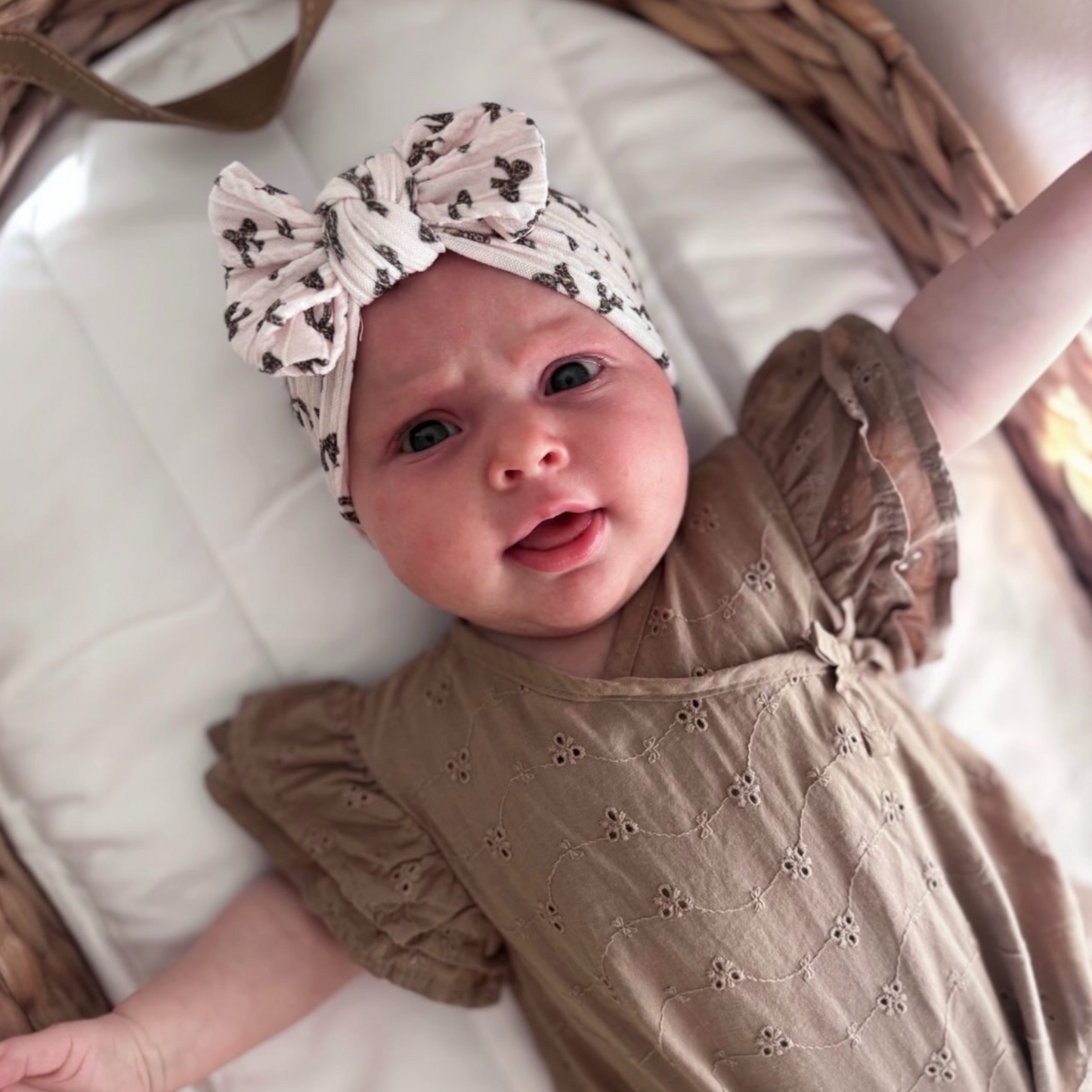 Leopard Bow Pattern Smaller Bow Cable Knit Headband