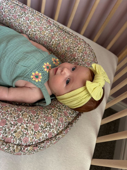 Bright Lime Green Smaller Bow Cable Knit Headband
