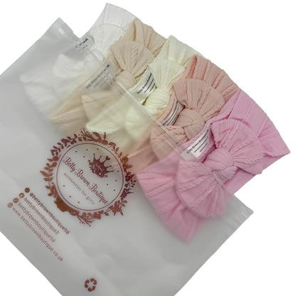 Newborn Favourites Bundle of Smaller Bow Cable Knit Headbands (Suitable from Newborn)