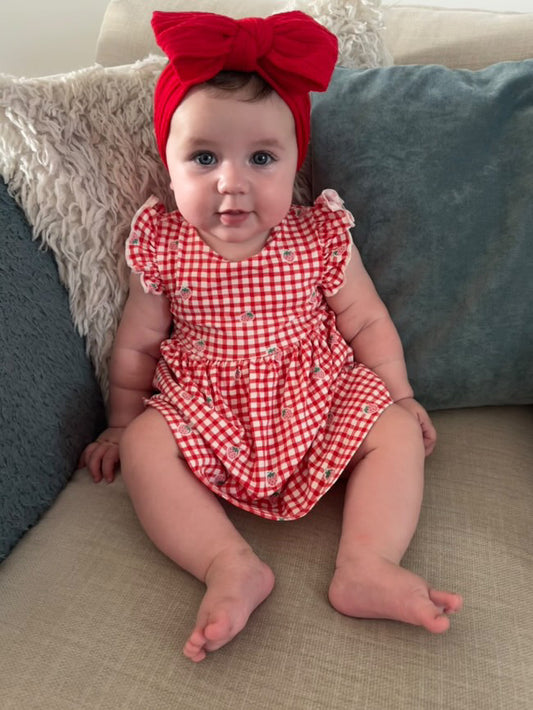 Red Larger Bow Cable Knit Headband