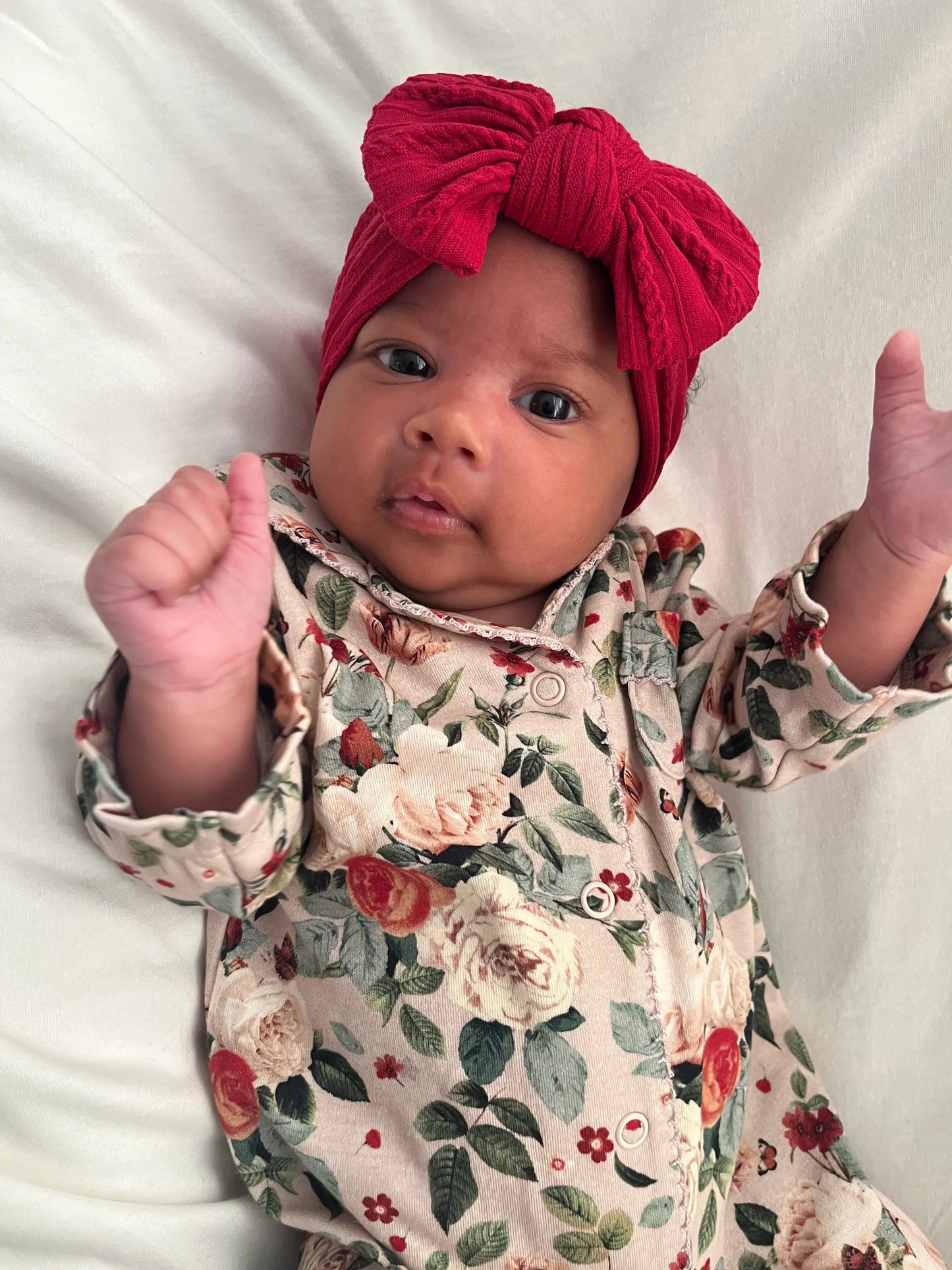 Raspberry Red Smaller Bow Cable Knit Headband