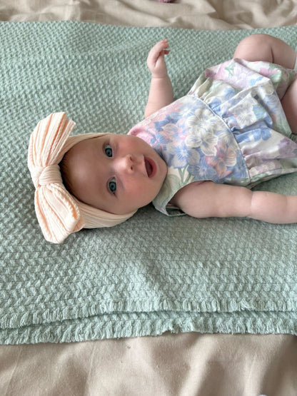 Light Peach Larger Bow Cable Knit Headband