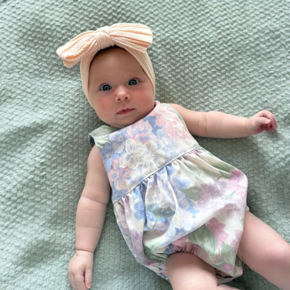 Light Peach Larger Bow Cable Knit Headband